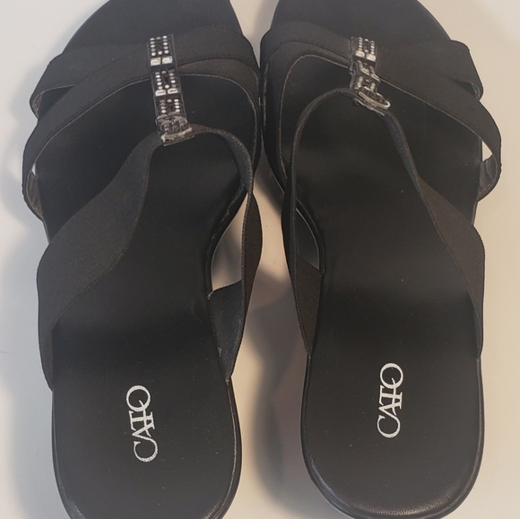CATO Women's Slip-on Sandals Black Clogs Rhinestone Size 10W 32771099 - Picture 8 of 11
